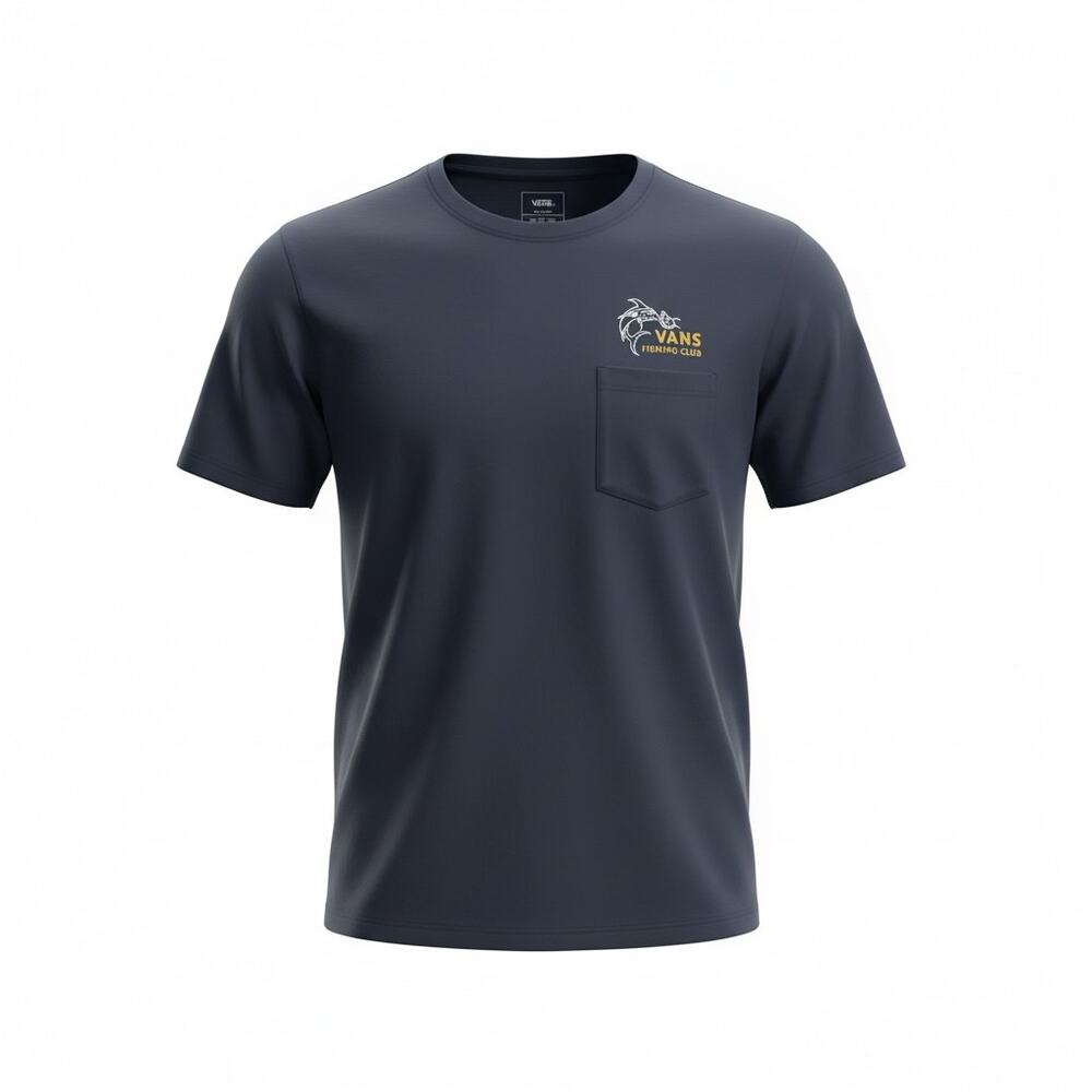 VANS Off the Wall Mens Fishing Club Short Sleeved Tshirt - Navy Size XX